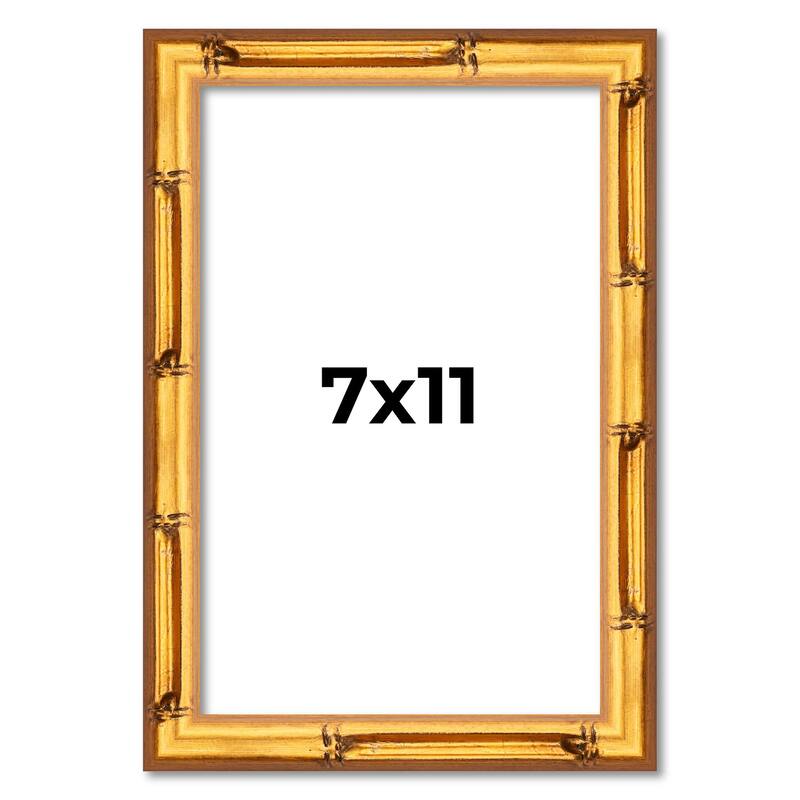 7x11 Frame Gold Bamboo Solid Wood Picture Frame | 1 Inch Moulding