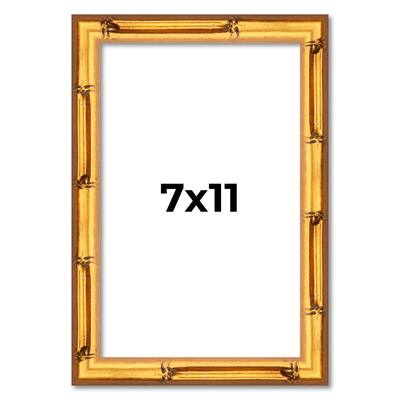 7x11 Frame Gold Bamboo Solid Wood Picture Frame | 1 Inch Moulding