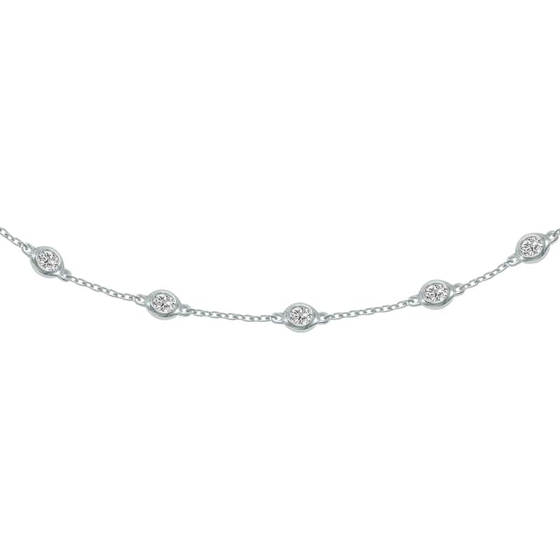 Marquee 1/2 Carat TW Bezel Set Lab Grown Diamond Station Bracelet in 14K White Gold