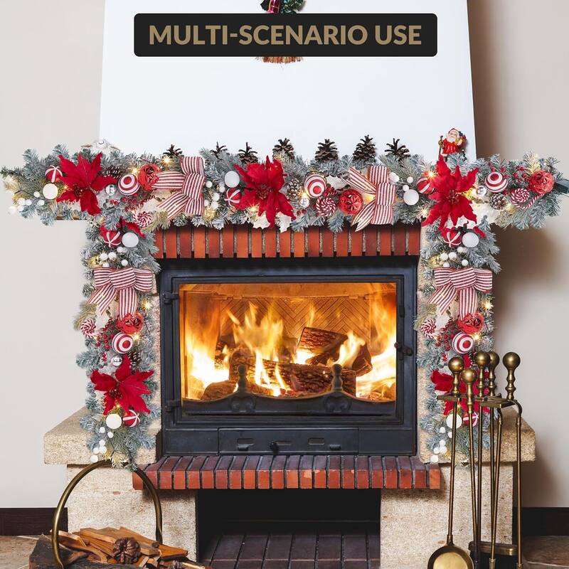 6FT Battery Powered Christmas Xmas Garlands Pre Lit Lights with Timer - N/A