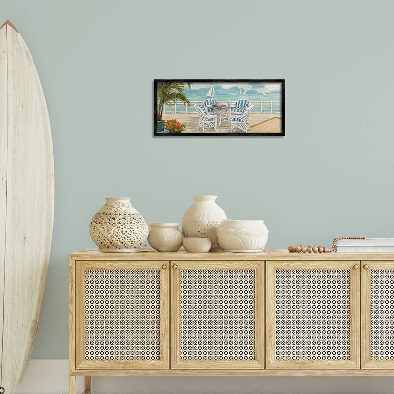 Stupell Summer Beach View Deck Framed Giclee Art Design By Charlene Olson