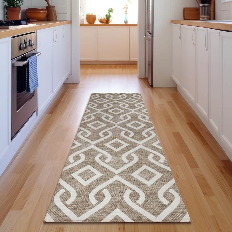 Premium Washable Super Soft Modern Medallions Mayfield Rug - Brown - 2' 3" x 7' 6" - Runner