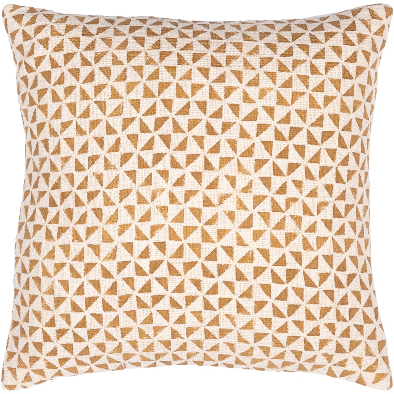 Crew Triangle Patterned Cotton Throw Pillow - 20"H x 20"W - Cover Only - Tan