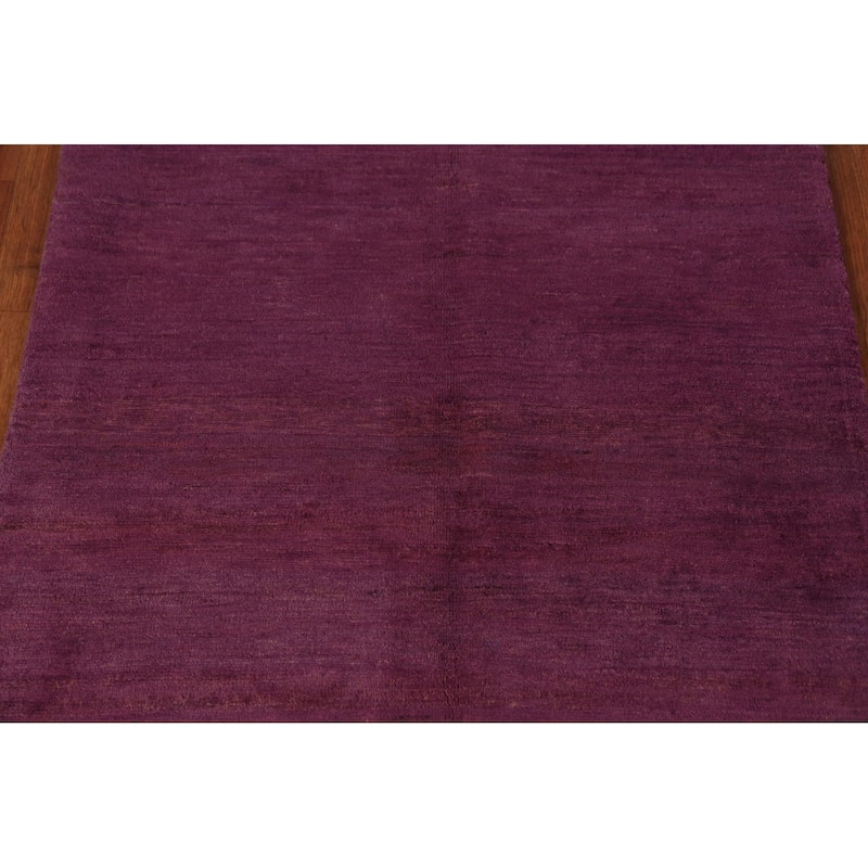 Purple Gabbeh Modern Rug Hand-Knotted Wool Carpet - 3'4" x 3'7"