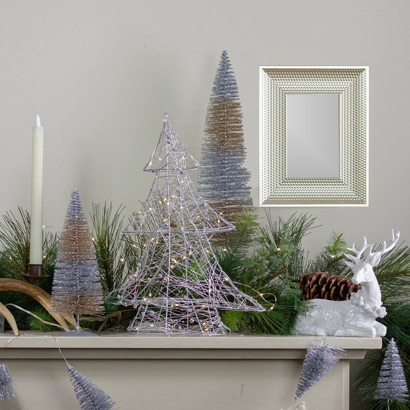 15.25" LED B/O Silver Wire Bead Christmas Tree - Warm White Lights