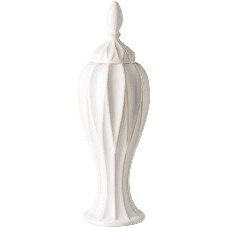 Livabliss Adrastos White Modern Ceramic Decorative Jar (Set of 3)