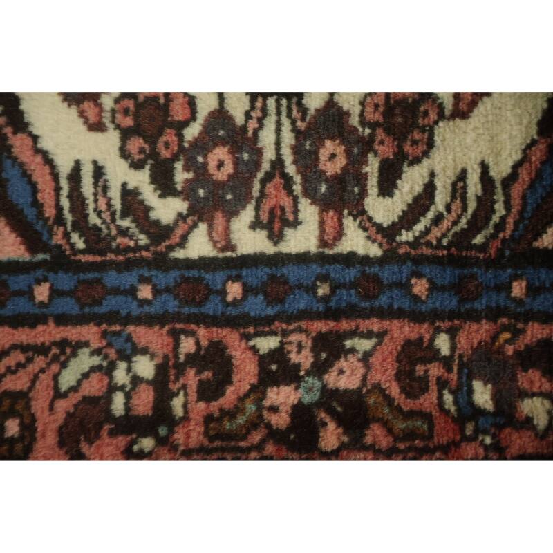 Hand Knotted Oriental 100% Wool Carpet Traditional Tribal Beige & Ivories Hamedan Runner Rug - 6' 8'' X 2' 10''