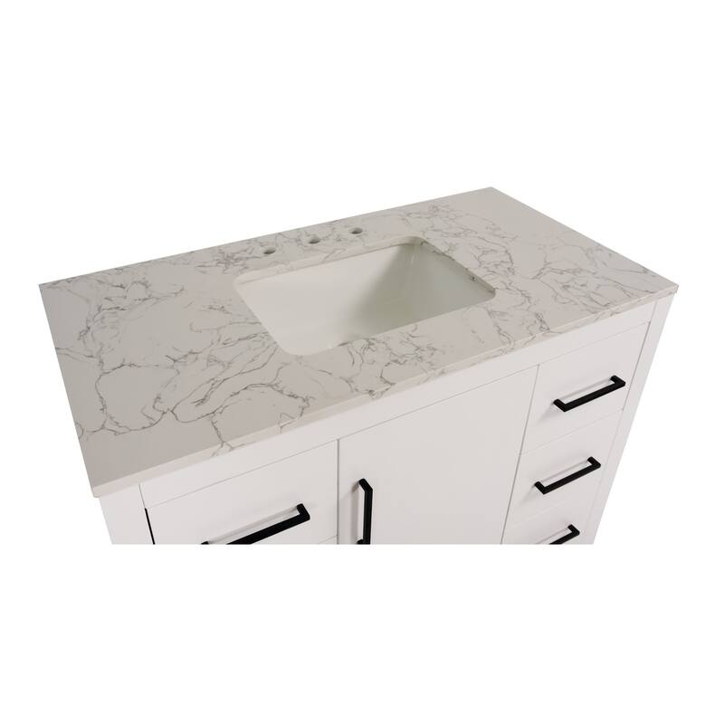 KitchenBathCollection Copenhagen 42" Bathroom Vanity with Engineered Marble Top