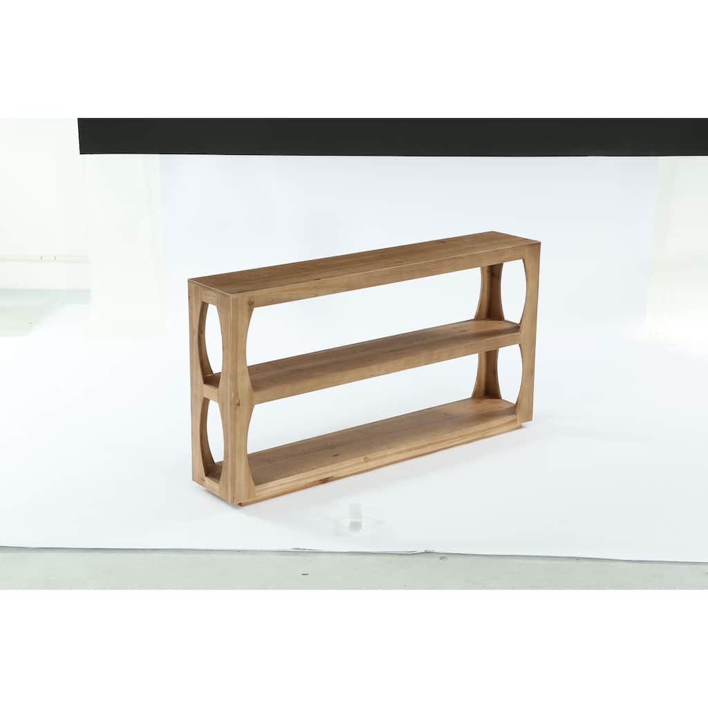 63" Solid Wood Console Table with 3-Tier Storage