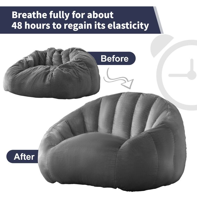 Mixoy Modern Giant Bean Bag Chairs,Shell-Shaped Plush Large Upholstered Floor Sofa Chair,Stuffed Accent Chair
