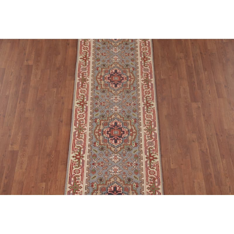 Gray Heriz Serapi Oriental Runner Rug Handmade Wool Carpet - 2'6"x 10'0"