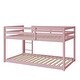 preview thumbnail 60 of 61, Stylish Twin Over Twin Floor Bunk Bed with Low Height Design for Kids' Safety, Spacious Grey Pine Wood Construction