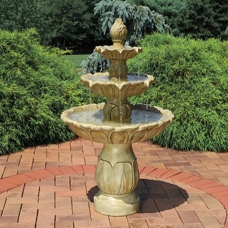 Sunnydaze Classic Tulip 3-Tier 46-Inch Outdoor Water Fountain - Garden Stone - 46"