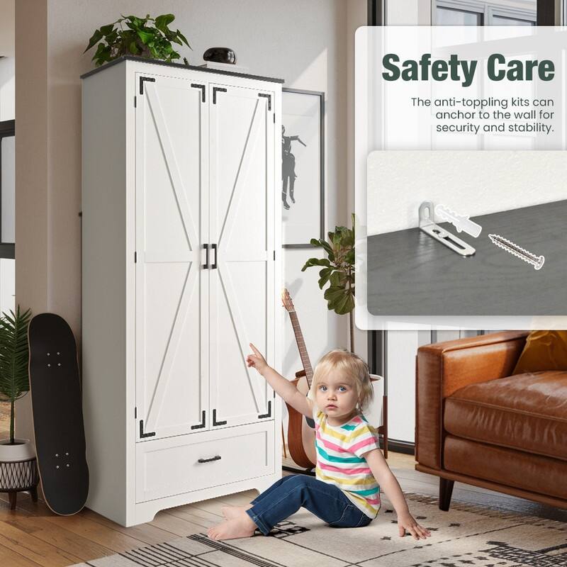 71" Tall Kitchen Pantry Cabinet With Drawers & Shelves