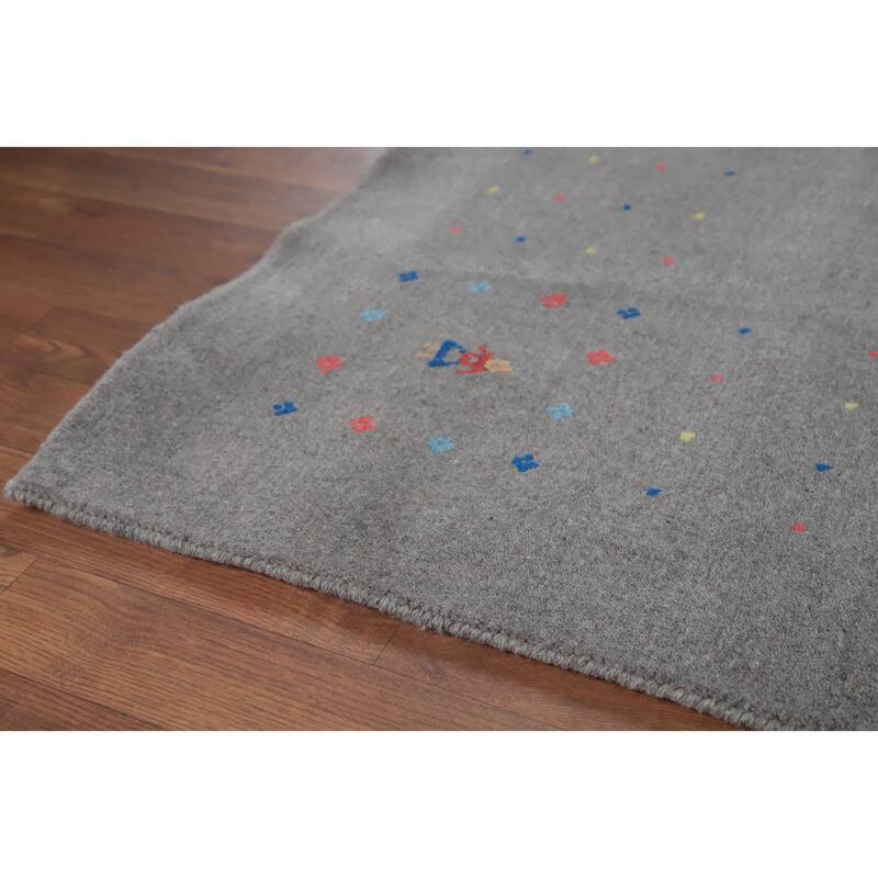 Hand Knotted Oriental 100% Wool Carpet Tribal Animal Pictorial Greys & Charcoal Gabbeh Area Rug - 10' 0'' X 8' 1''