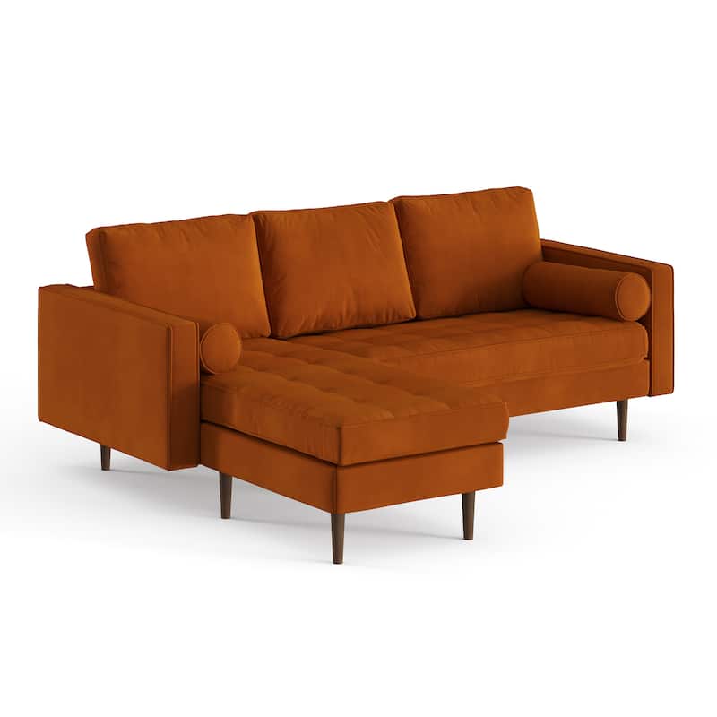 Bloomfield Performance Velvet Reversible Sectional - Burnt Orange Velvet