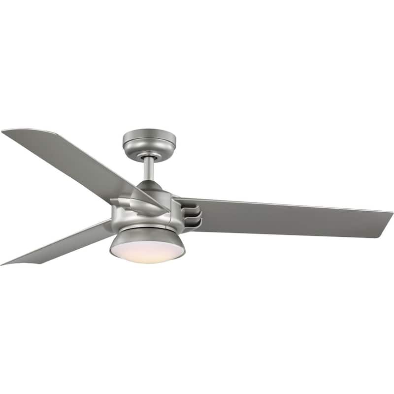 Edwidge Collection 3-Blade Painted Nickel 52-Inch DC Motor LED Contemporary Ceiling Fan - 52 in x 52 in x 13.55 in - 52 in x 52 in x 13.55 in - Push Button Switch