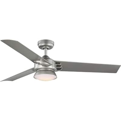 Edwidge Collection 3-Blade Painted Nickel 52-Inch DC Motor LED Contemporary Ceiling Fan - 52 in x 52 in x 13.55 in