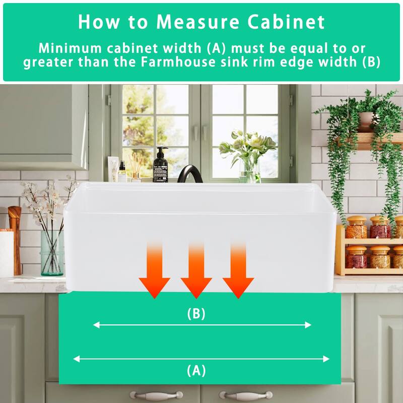 PROOX 30" W X 20" D Apron-front Farmhouse Fireclay Kitchen Sink with Accessories - 30" W X 20" D