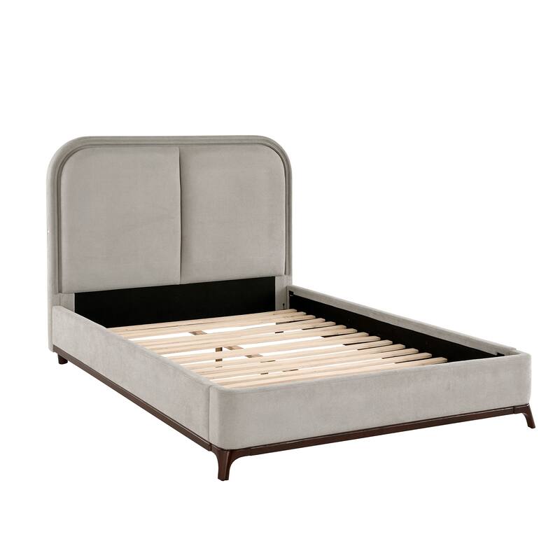 Tremont Curved LED Upholstered Platform Bed with Under-Bed Lighting by iNSPIRE Q Modern