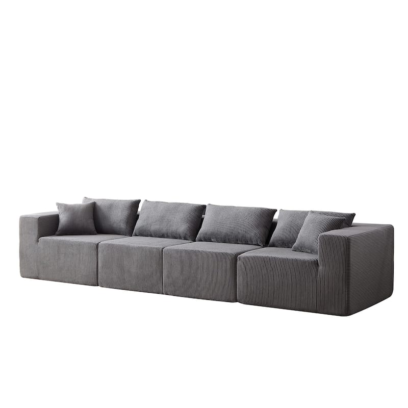 Anmytek 104-Inch Corduroy Modular L-Shaped Sectional Sofa 4PC Free Combination Luxury Foam-Filled