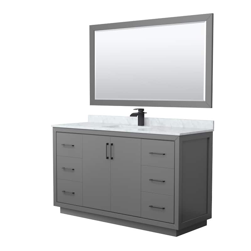 Wyndham Collection WCF1111-60S-NAT-M58 Icon 60" Free Standing Single - Dark Gray / Matte Black Hardware