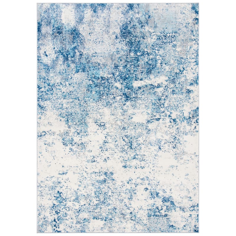 SAFAVIEH Brentwood Malissie Modern Abstract Rug - 4' Square - Ivory/Navy