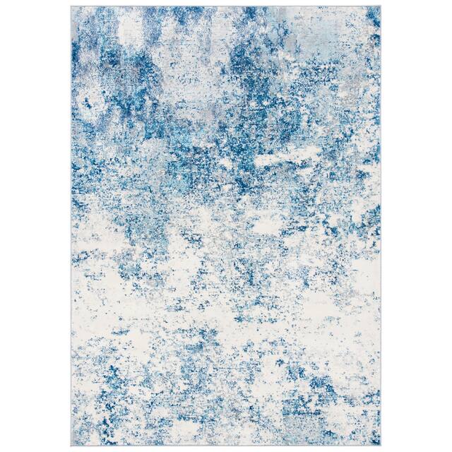 SAFAVIEH Brentwood Malissie Modern Abstract Rug - 4' Square - Ivory/Navy