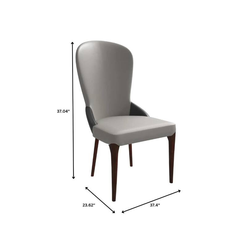 Havana Leather Upholstered Solid Wood Dining Chair Two-Tone Color Design Set of 4