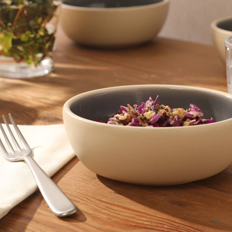 Gibson Elite - Made in Portugal - Port Gaia 4 Piece Cereal Bowl Set, 6.2" Stoneware Reactive Glaze, Dessert & Snack Bowls