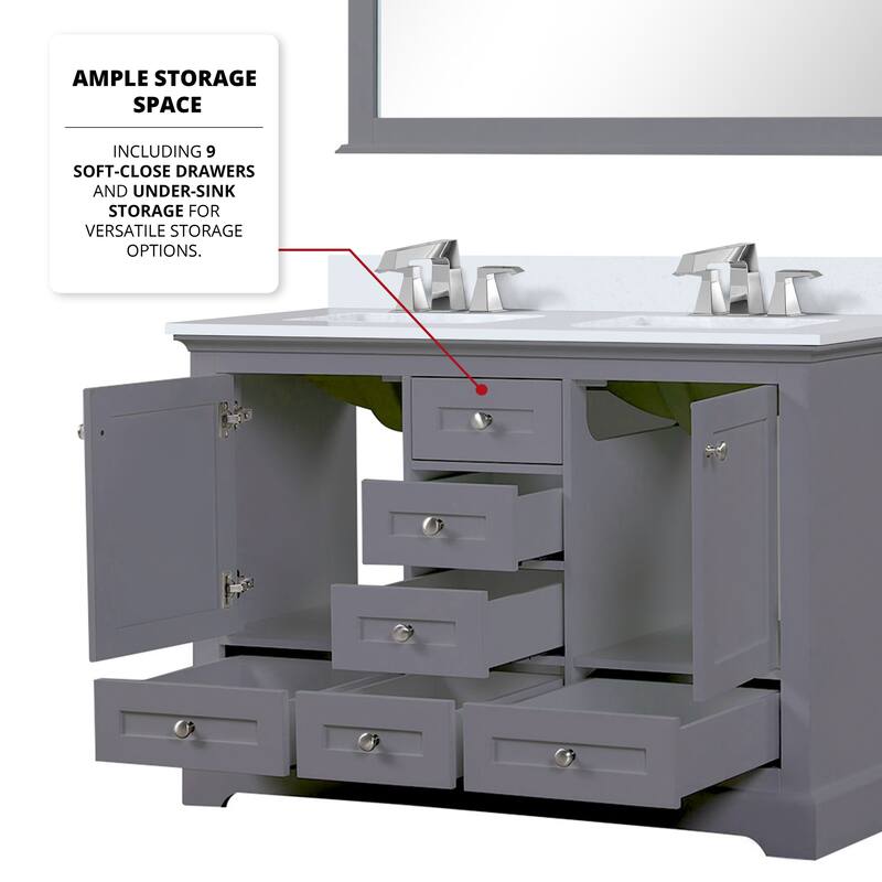 Dukes 48 in. W x 22 in. D Dark Grey Double Bath Vanity and White Quartz Top