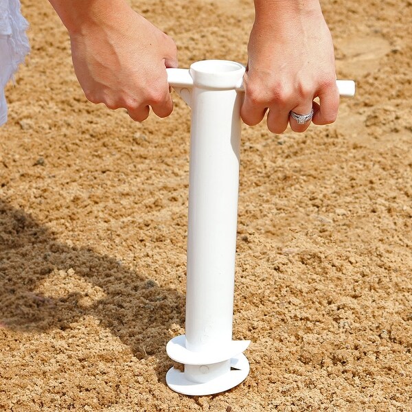 Sunnydaze Beach Umbrella Anchor Stand Outdoor Sand Auger Sunnydaze Beach Umbrella Anchor Stand Outdoor Sand Auger In Heavy Duty