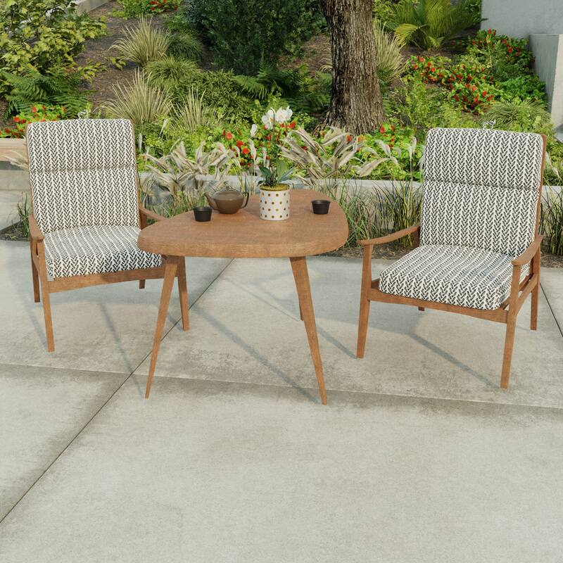 22" x 44" Black Chevron Outdoor Chair Cushion with Ties and Loop - 44'' L x 22'' W x 4'' H - Hatch Black