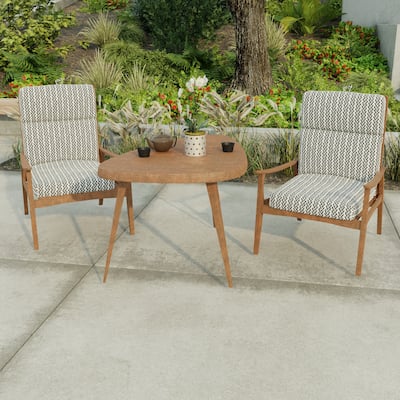 22" x 44" Black Chevron Outdoor Chair Cushion with Ties and Loop - 44'' L x 22'' W x 4'' H