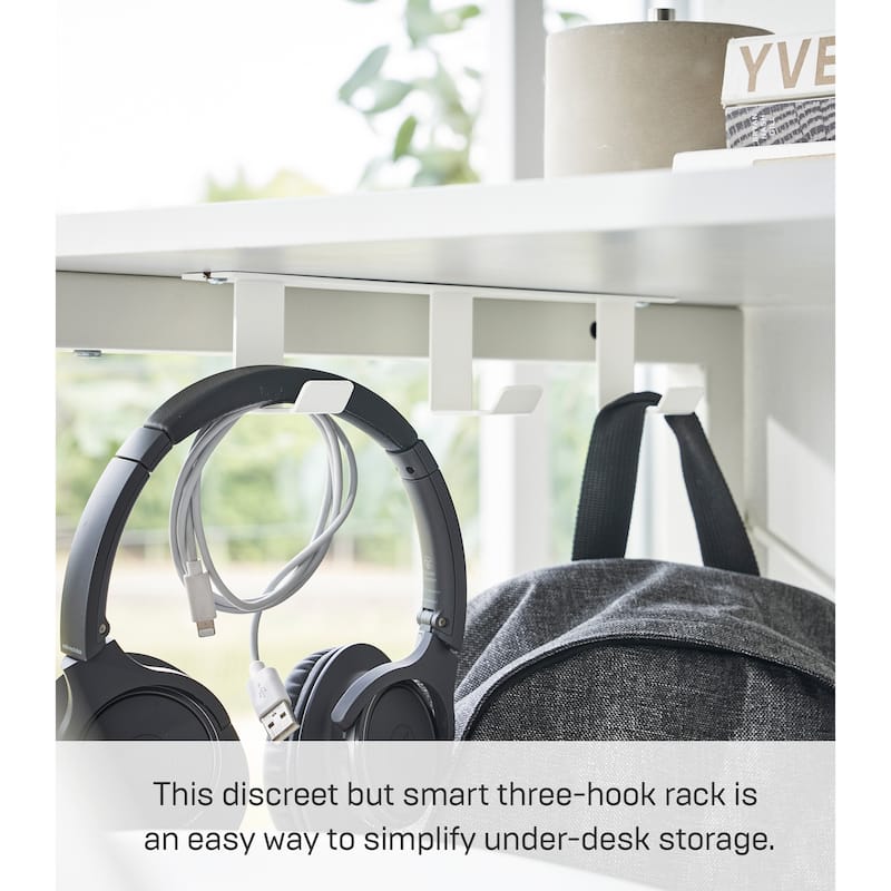 Yamazaki Home Under-Desk Hanger, Steel - L 2.36 x W 10.83 x H 2.17 inches