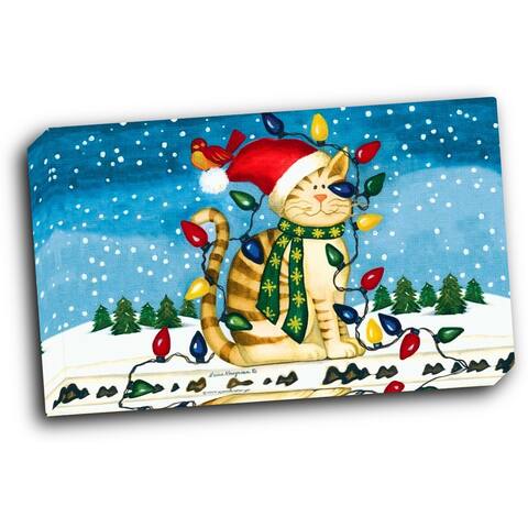 Christmas Cat 14x8 Gallery Wrapped Stretched Canvas