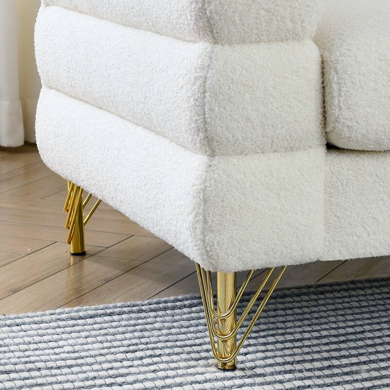 Modern Cloud Style 3-seater Sofa with 3 Pillows & Polished Metal Legs