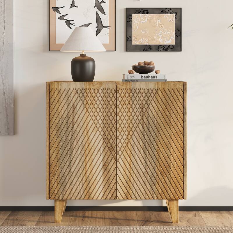Rustic Mango Wood Storage Cabinet - Natural