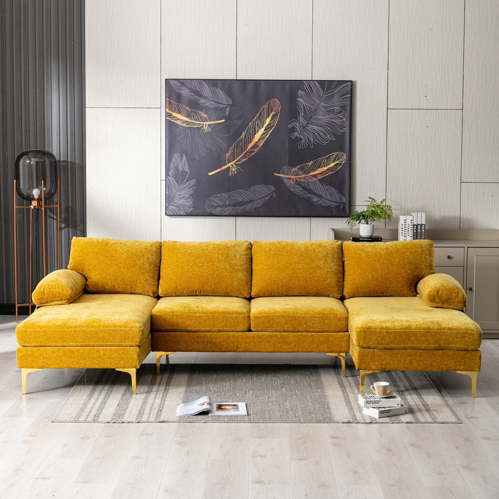 Mustard yellow best sale sectional sofa