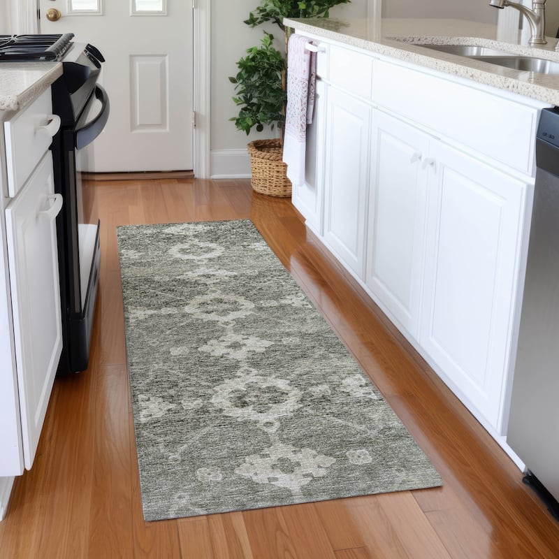Premium Washable Super Soft Traditional Mayfield Rug - Olive - 2' 3" x 7' 6" - Runner