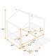 preview thumbnail 5 of 7, White Full Size Metal House Platform Bed with Two Drawers, Headboard and Footboard, Roof Design
