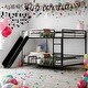 preview thumbnail 2 of 18, Full over Full Size Metal Bunk Bed with Slide and Guardrails,,Industrial Minimalist Metal Bed聽