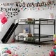 preview thumbnail 21 of 38, Unique Design Full over Full Size Metal Bunk Bed with Slide and Guardrails Black