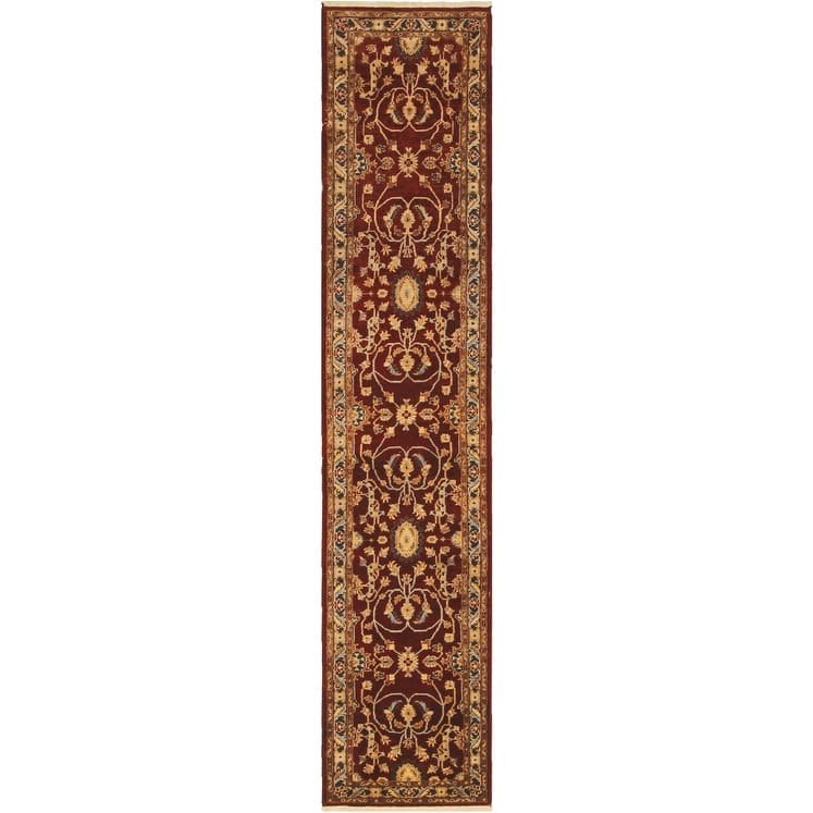 Shabby Chic Ziegler Paul Red Blue Hand-Knotted Wool Runner - 2'5'' x 11'8''