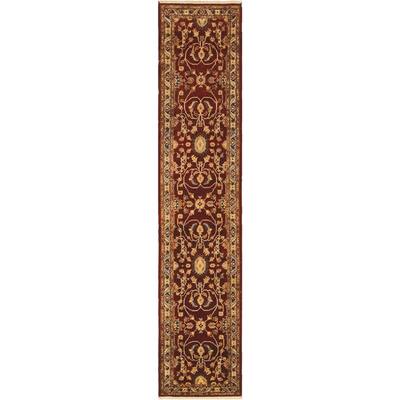 Shabby Chic Ziegler Paul Red Blue Hand-Knotted Wool Runner - 2'5'' x 11'8''