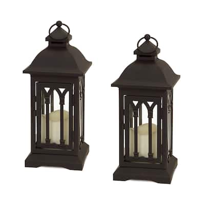 Lantern w/ LED Candle (Set of 2) - 5 x 5 x 12.25 - 5 x 5 x 12.25