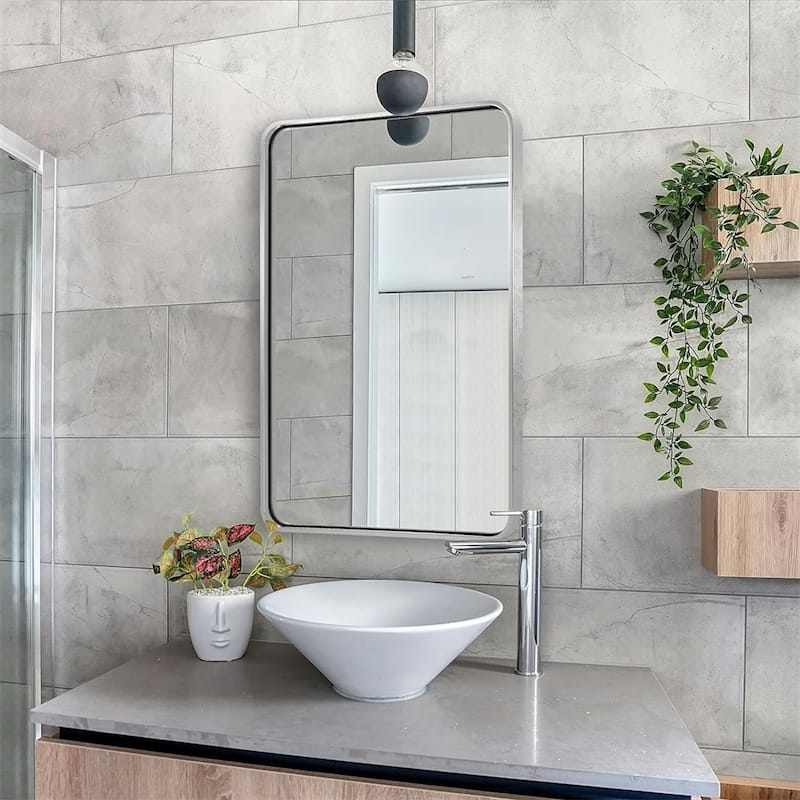 24"x36" Rectangular Bathroom Wall Mirror - Silver