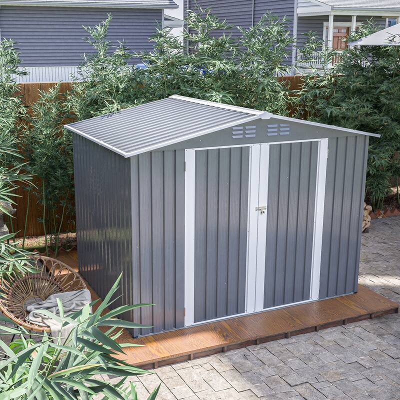 Rustproof Metal Tool Shed Garden Shed with Lockable Door, Pet Shed Storage Shed, Weatherproof & UV-Resistant聽