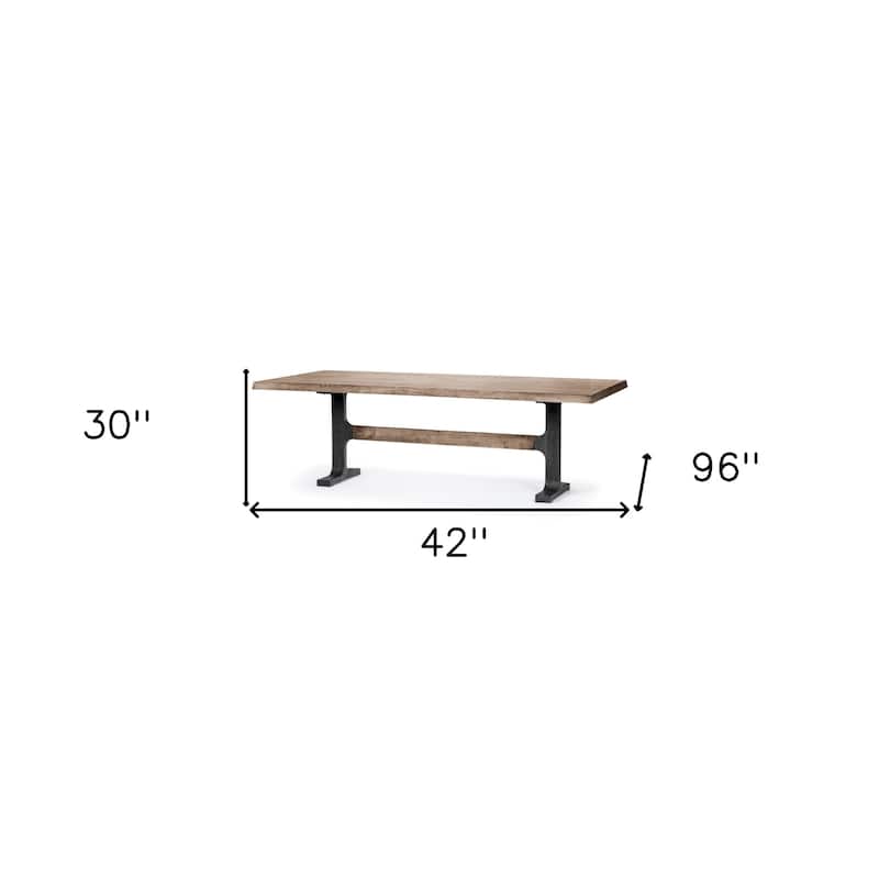 42" Natural And Black Solid Wood And Metal Trestle Base Dining Table