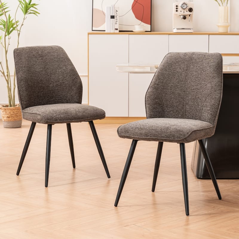 Set of 2 Modern Dining Chairs, Armless Upholstered Side Chairs - Coffee